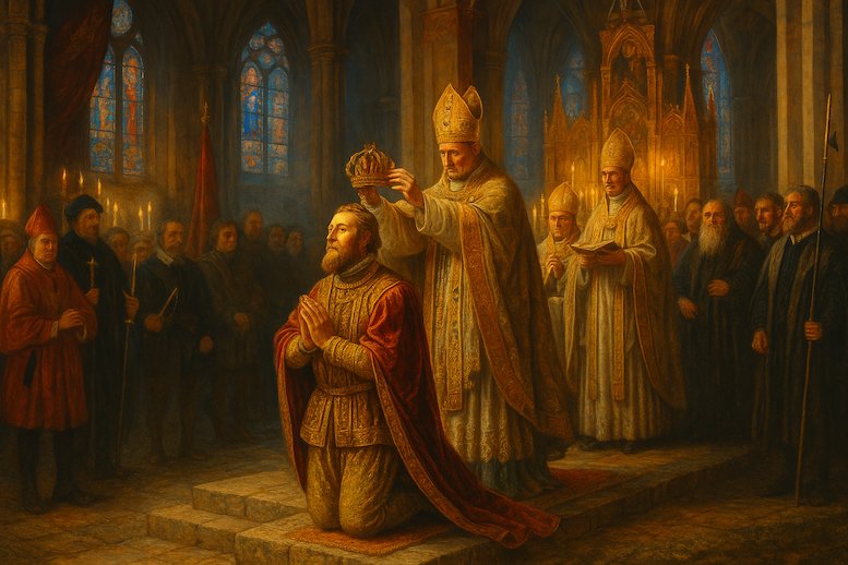 Gustav Vasas kröning i Uppsala domkyrka år 1528